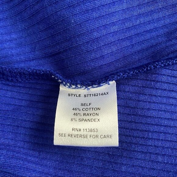 NWT Women’s Sugarlips blue Ruffle Strap Knit Tank Size 3X - Picture 6 of 7